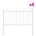 Clôture de jardin  avec sommet en arc Blanc 13,6x1,2 m en acier