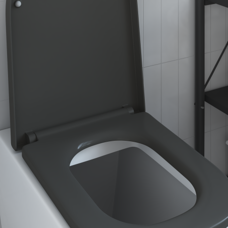 Siège de toilettes à libération rapide avec système de fermeture douce en duroplast anthracite