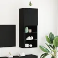 Meuble TV  avec éclairage LED Chêne noir 40,5x30x102 cm