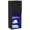 Meuble TV  avec éclairage LED Chêne noir 40,5x30x102 cm