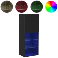 Meuble TV  avec éclairage LED Chêne noir 40,5x30x102 cm