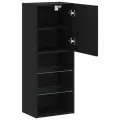 Meuble TV  avec éclairage LED Chêne noir 40,5x30x102 cm