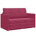 Canapé Lit au Sol 2-en-1 Rouge Vin 124x204x61 cm Velours