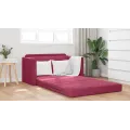Canapé Lit au Sol 2-en-1 Rouge Vin 124x204x61 cm Velours