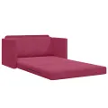 Canapé Lit au Sol 2-en-1 Rouge Vin 124x204x61 cm Velours