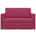 Canapé Lit au Sol 2-en-1 Rouge Vin 124x204x61 cm Velours