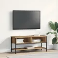 Meuble TV  en chêne artisan 100x35x45 cm en bois d'ingénierie et acier