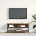 Meuble TV  en chêne artisan 100x35x45 cm en bois d'ingénierie et acier