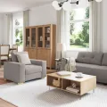 Canapé 3 places avec coussins en tissu taupe