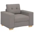 Canapé 3 places avec coussins en tissu taupe