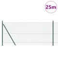 Set de Poteaux de Clôture Ensemble de 2 Vert Acier, PVC 25 x 1 m