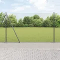 Clôture en fil soudé avec 7 poteaux flans gris 1,5x10 m en acier