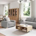 Canapé 3 places  avec coussins en tissu gris