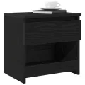Table de nuit  Noir Chêne 40x30x39 cm en bois d'ingénierie