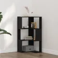 Bibliothèque d'angle  3 niveaux Chêne noir 50x50x102 cm Bois reconstitué