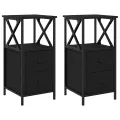 Table de chevet 2 pcs Chêne Noir 34x35,5x70 cm en bois d'ingénierie