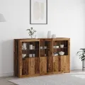 Bahut avec lumières LED bois ancien 162x37x100 cm