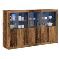 Bahut avec lumières LED bois ancien 162x37x100 cm