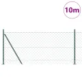 Clôture en fil métallique avec 7 poteaux à brides 1x10 m en acier galvanisé