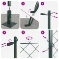 Clôture en fil métallique avec 7 poteaux à brides 1x10 m en acier galvanisé