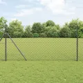 Clôture en chaîne avec 13 poteaux 1,4x25 m en acier galvanisé gris