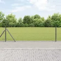 Clôture en treillis avec 13 poteaux flangés 0.6x25 m en acier galvanisé