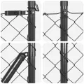 Clôture en treillis avec 13 poteaux flangés 0.6x25 m en acier galvanisé