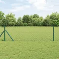 Clôture en maillon de chaîne avec 7 poteaux 0,4x10 m Acier galvanisé Vert