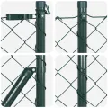 Clôture en maillon de chaîne avec 7 poteaux 0,4x10 m Acier galvanisé Vert