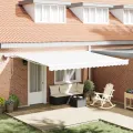 Auvent Rétractable Manuel  avec LED Blanc 450x350 cm