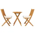 Ensemble bistro de jardin 3 pièces en bois d'acacia massif