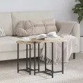Table d'appoint  2 pièces bois d'ingénierie chêne Sonoma et métal