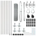 Set de poteaux de clôture 10 x 0,5 m Pack de 2 Acier galvanisé