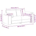 Canapé loveseat  noir 140 cm en tissu