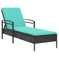 Transat avec coussin Noir 63x200x81 cm en rattan