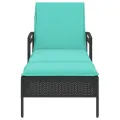 Transat avec coussin Noir 63x200x81 cm en rattan