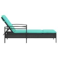 Transat avec coussin Noir 63x200x81 cm en rattan