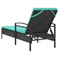 Transat avec coussin Noir 63x200x81 cm en rattan