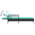 Transat avec coussin Noir 63x200x81 cm en rattan