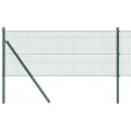 Clôture en fil soudé avec 13 poteaux Verte 0.5x25 m Acier