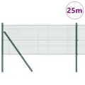 Clôture en fil soudé avec 13 poteaux Verte 0.5x25 m Acier