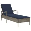 Chaise longue avec coussin Gris 63 x 200 x 81 cm Résine tressée (États-Unis uniquement)