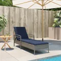 Chaise longue avec coussin Gris 63 x 200 x 81 cm Résine tressée (États-Unis uniquement)