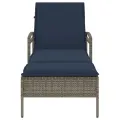 Chaise longue avec coussin Gris 63 x 200 x 81 cm Résine tressée (États-Unis uniquement)
