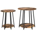Table d'appoint  2 pcs en chêne fumé, bois d'ingénierie et métal