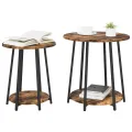Table d'appoint  2 pcs en chêne fumé, bois d'ingénierie et métal