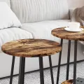 Table d'appoint  2 pcs en chêne fumé, bois d'ingénierie et métal