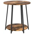 Table d'appoint  2 pcs en chêne fumé, bois d'ingénierie et métal