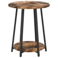 Table d'appoint  2 pcs en chêne fumé, bois d'ingénierie et métal
