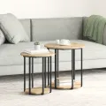 Table d'appoint  2 pcs en chêne, bois d'ingénierie et métal